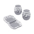 Ceramic Salt and Pepper Set with tray, Floral Design, Grey White (8567)