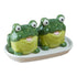 Ceramic Salt and Pepper Set with tray, Frog Design, Green (8569)