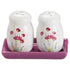 Ceramic Salt and Pepper Set with tray, Printed Design, White (8592)