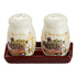 Ceramic Salt and Pepper Set with tray, Printed Design, White (8593)
