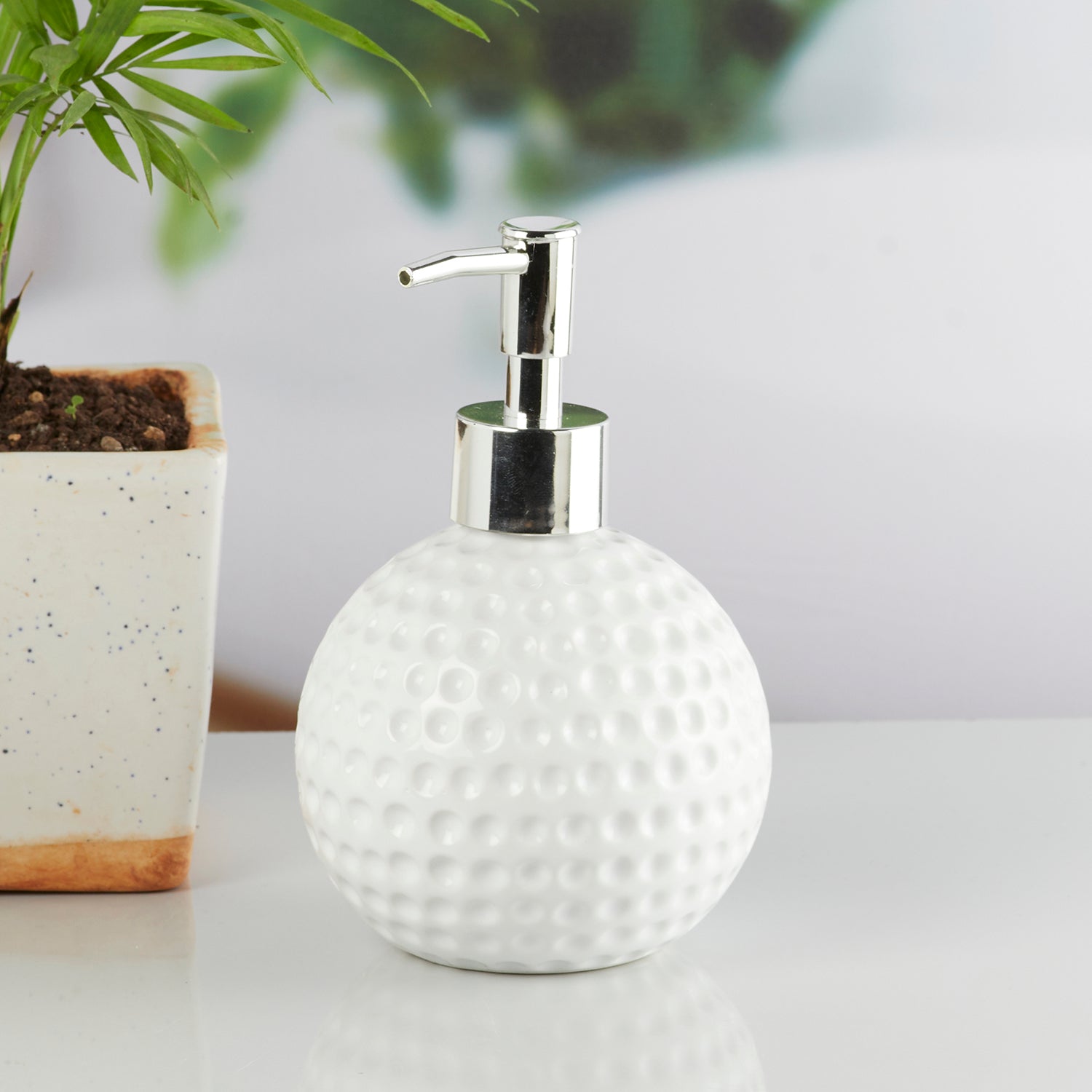 Ceramic Soap Dispenser handwash Pump for Bathroom, Set of 1, White (8653)