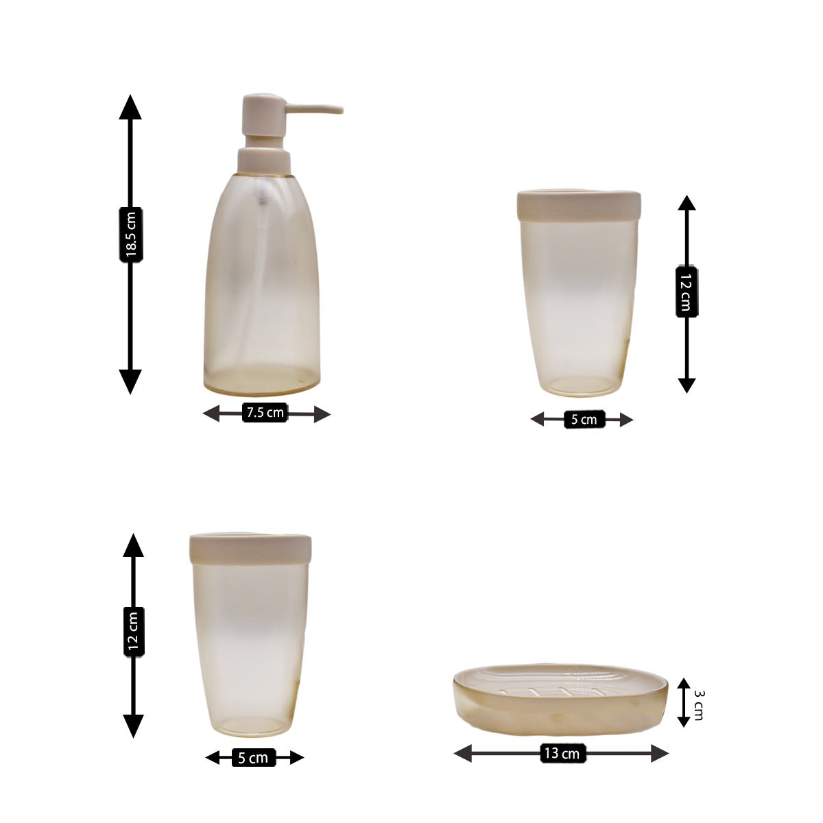 Acrylic Bathroom Accessories Set of 4 Bath Set with Soap Dispenser (8666)