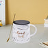 Fancy Ceramic Coffee or Tea Mug with Lid and Handle with Spoon (8681)