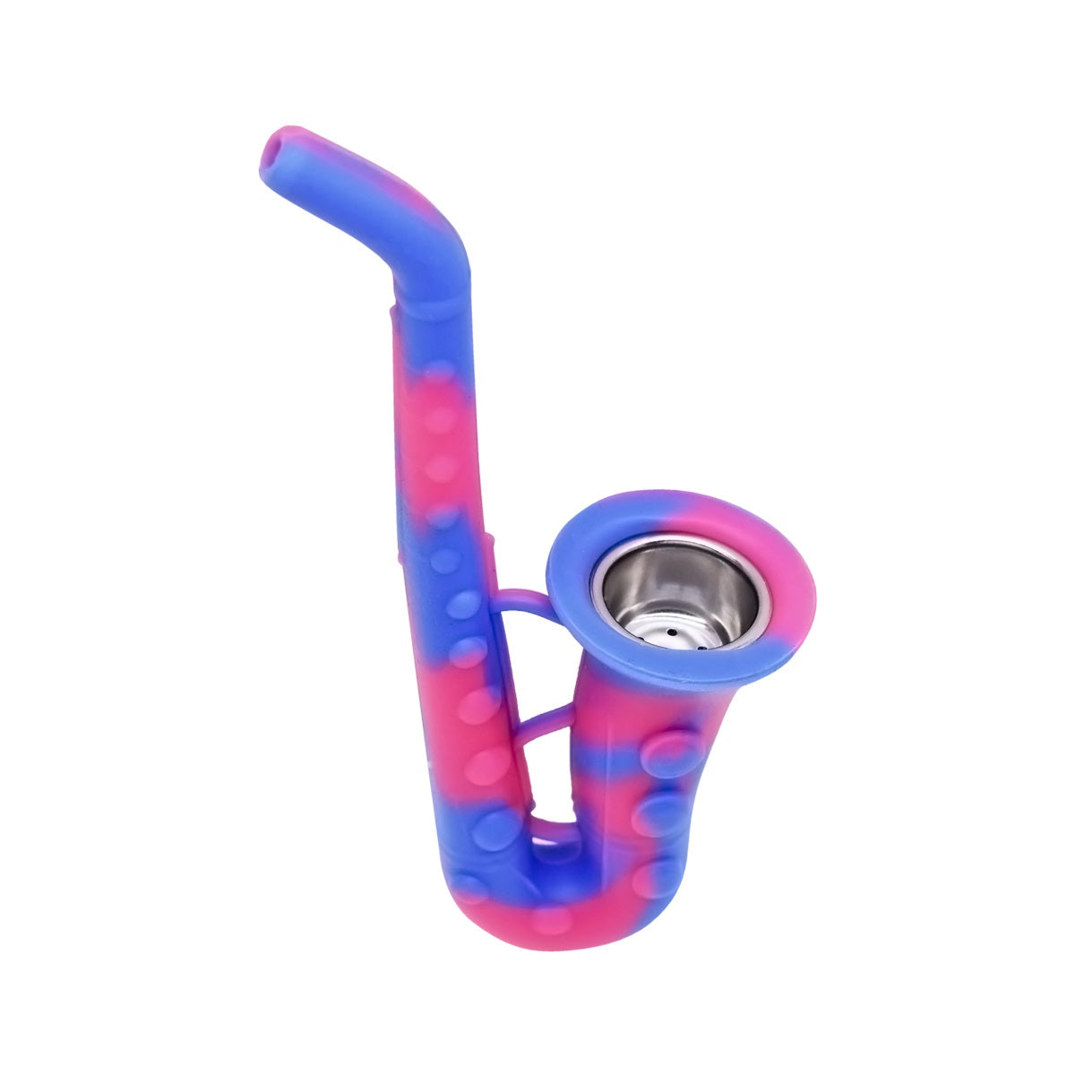 Silicone Unbreakable Smoking Pipe, Tobacco Pipes with Steel Bowl, Blue Pink