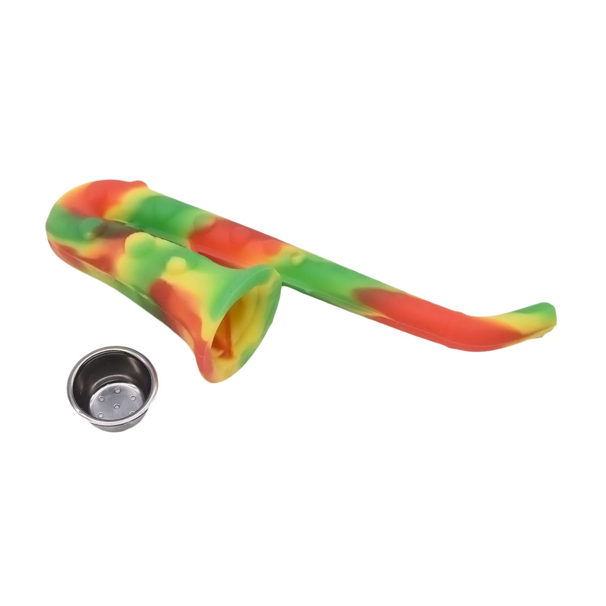 Silicone Unbreakable Smoking Pipe, Tobacco Pipes with Steel Bowl, Red Green