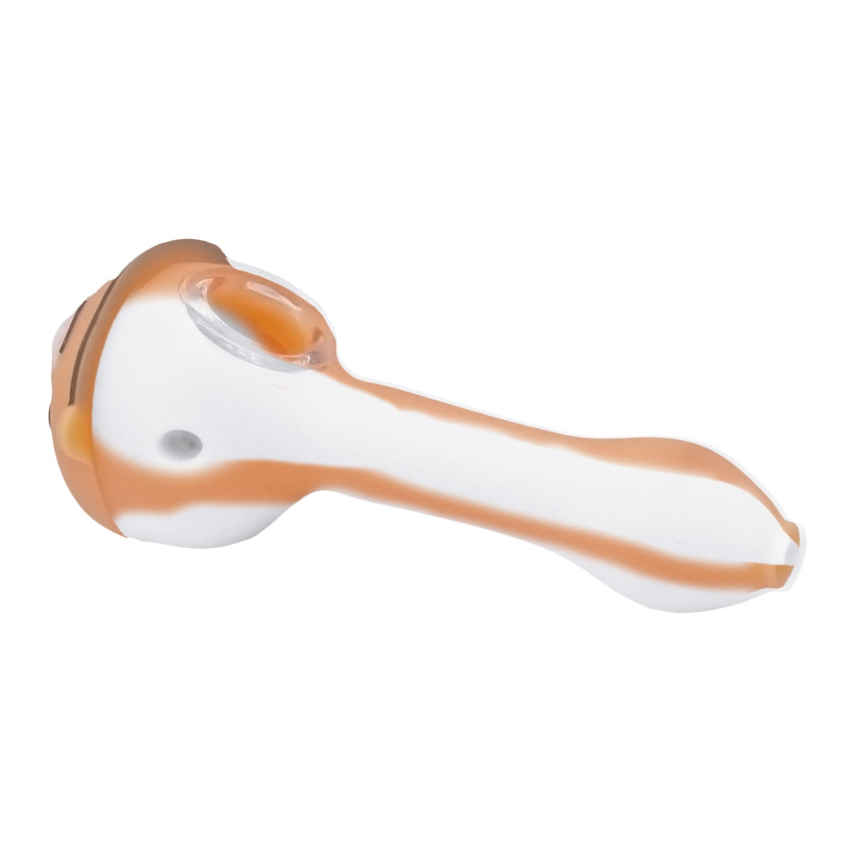Silicone Smoking Pipe, Unbreakable with Glass Bowl, Rick Morty-2, White Orange