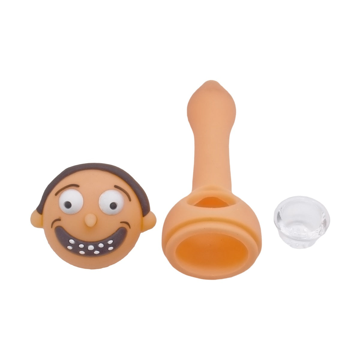 Silicone Smoking Pipe, Unbreakable with Glass Bowl, Rick Morty-2, Orange