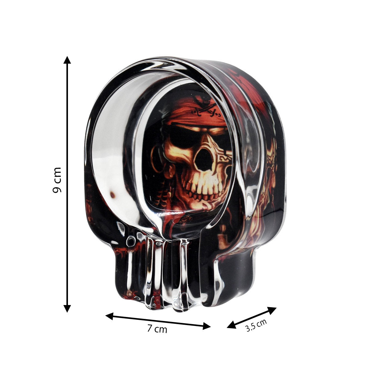 Glass Ashtray, Bandana Skull (Diemeter: 6cm)