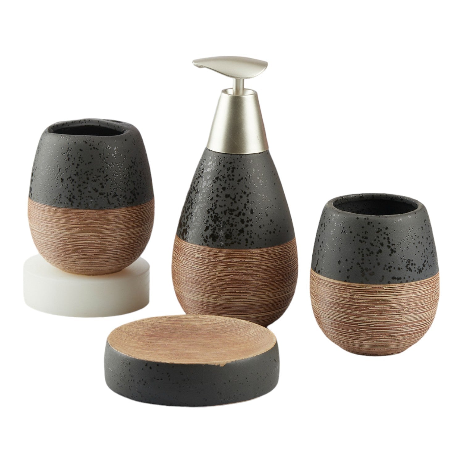 Ceramic Bathroom Accessories Set of 4 Bath Set with Soap Dispenser (8848)