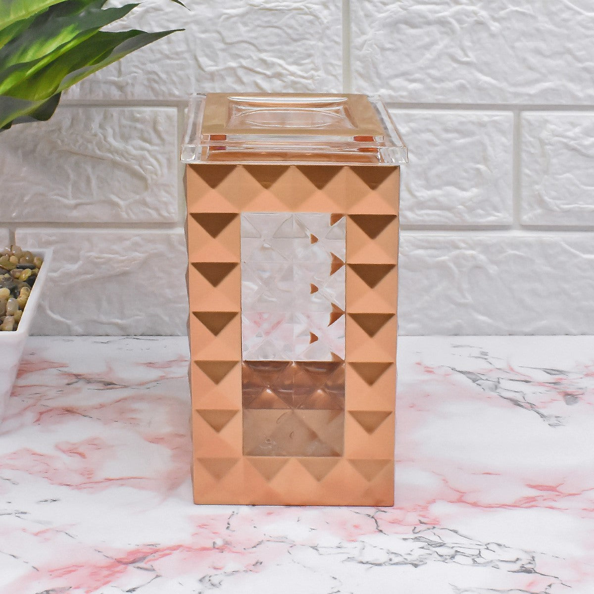 Acrylic Airtight Canister Jar & Container, Square, Copper (4x7 in) (8924)