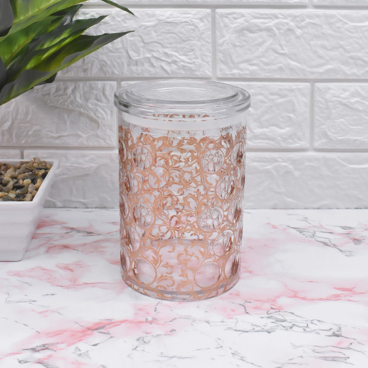 Acrylic Airtight Canister Jar & Container, Round, Copper (4x6.5 in) (8948)
