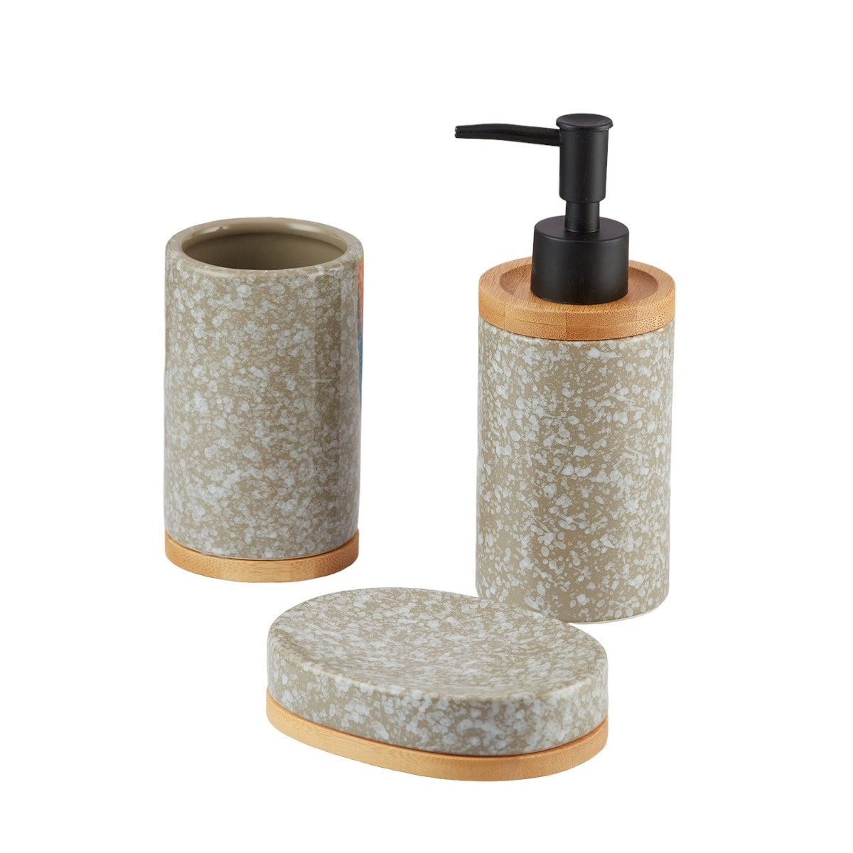 Ceramic Bathroom Accessories Set of 3 Bath Set with Soap Dispenser (9617)