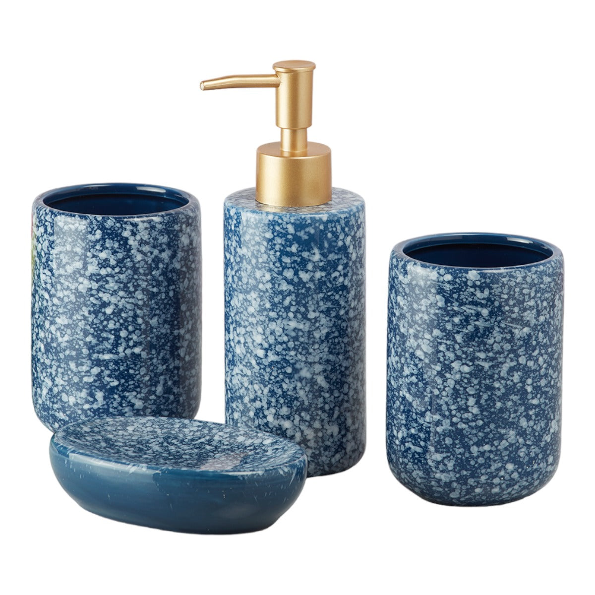Ceramic Bathroom Accessories Set of 4 Bath Set with Soap Dispenser (9632)