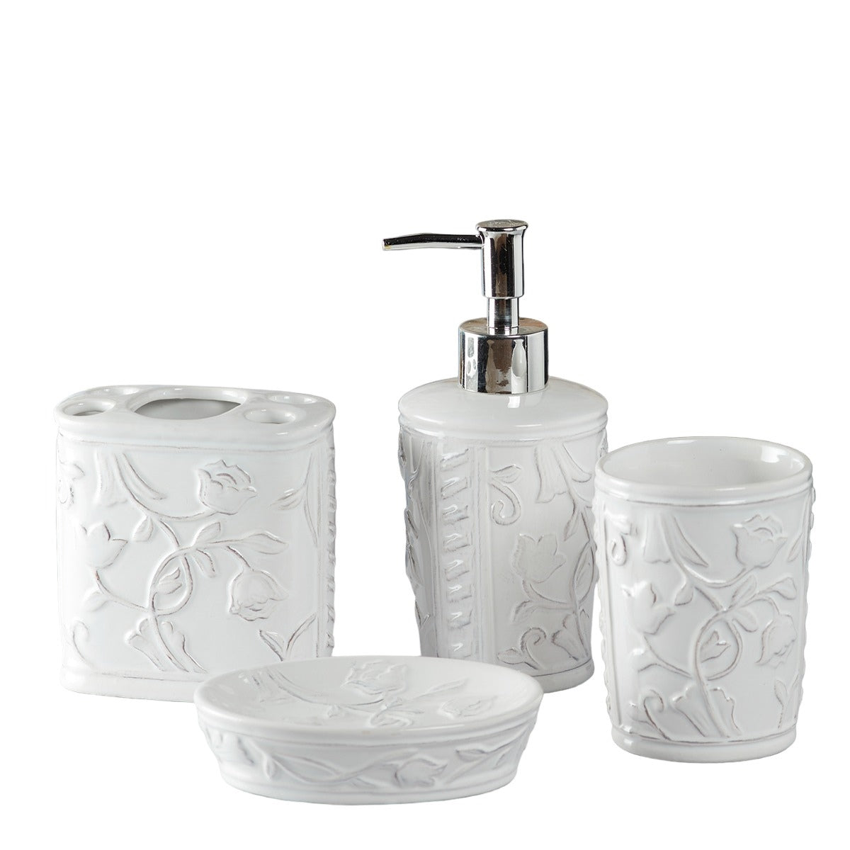 Ceramic Bathroom Accessories Set of 4 Bath Set with Soap Dispenser (9637)