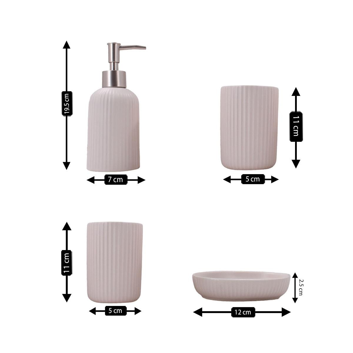 Ceramic Bathroom Accessories Set of 4 Bath Set with Soap Dispenser (9640)