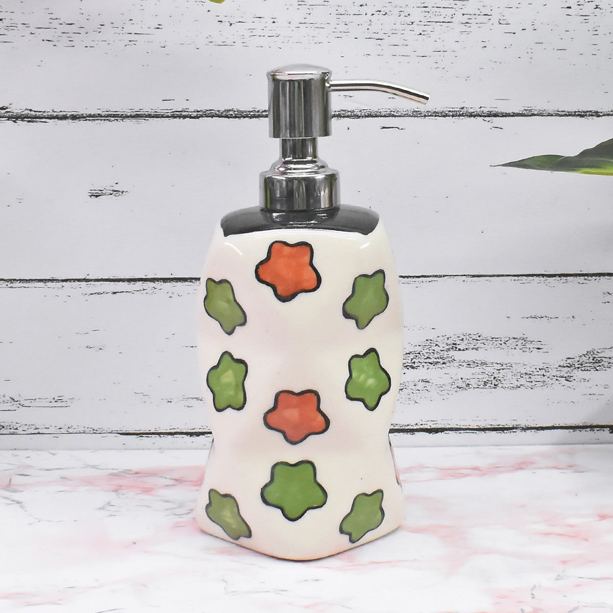 Ceramic Soap Dispenser handwash Pump for Bathroom, Set of 1, Multicolor (9687)
