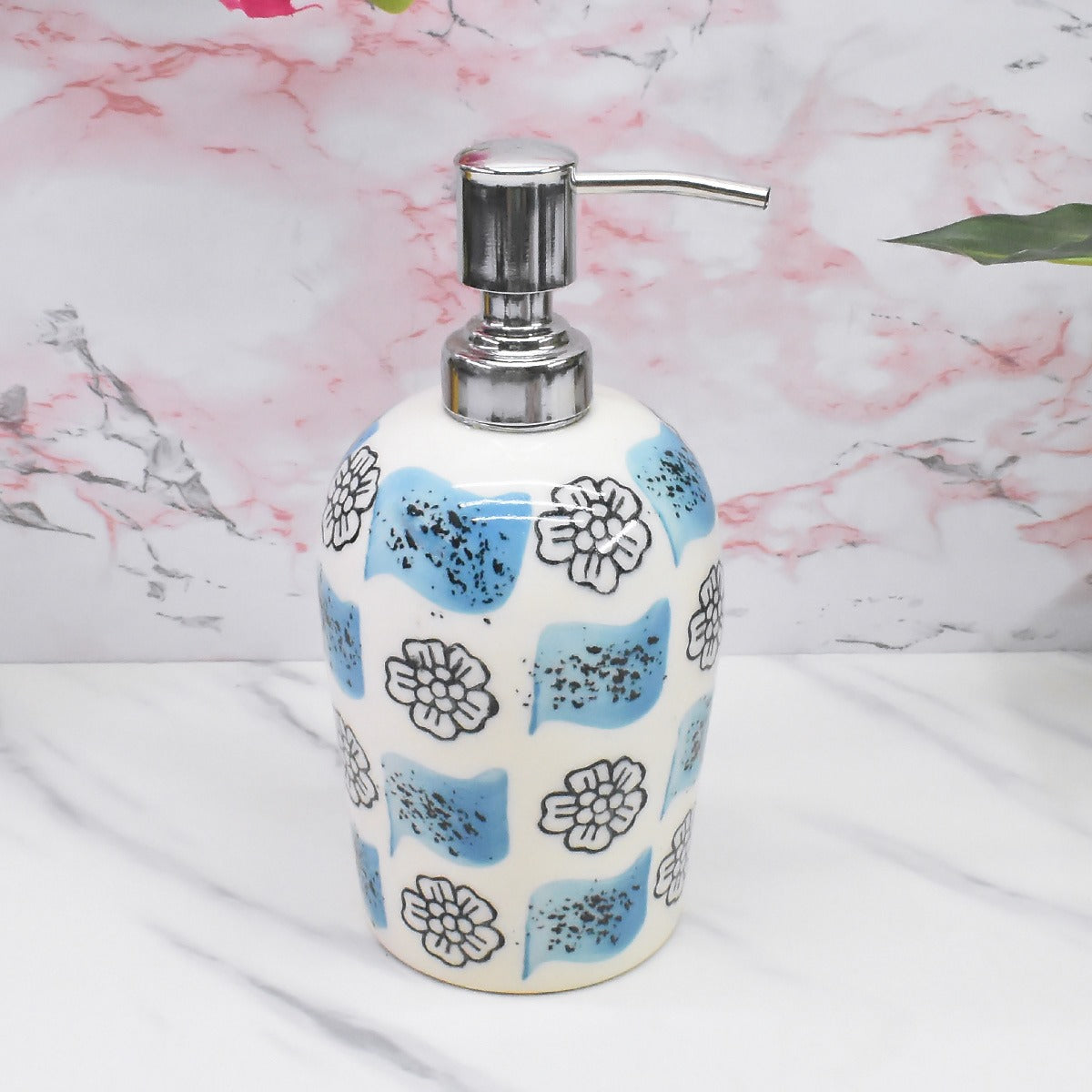 Ceramic Soap Dispenser handwash Pump for Bathroom, Set of 1, Multicolor (9691)