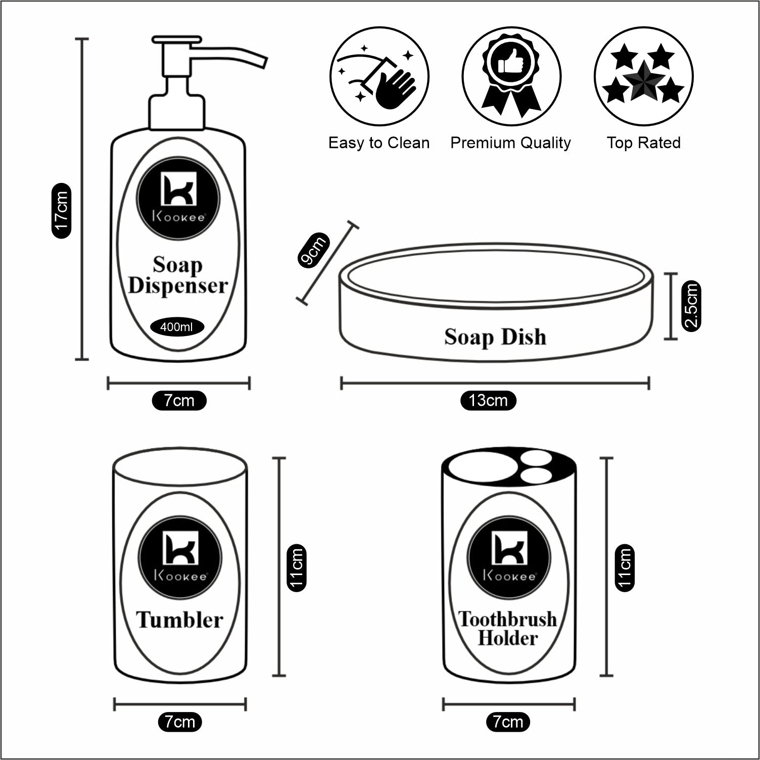 Ceramic Bathroom Accessories Set of 4 Bath Set with Soap Dispenser (9750)