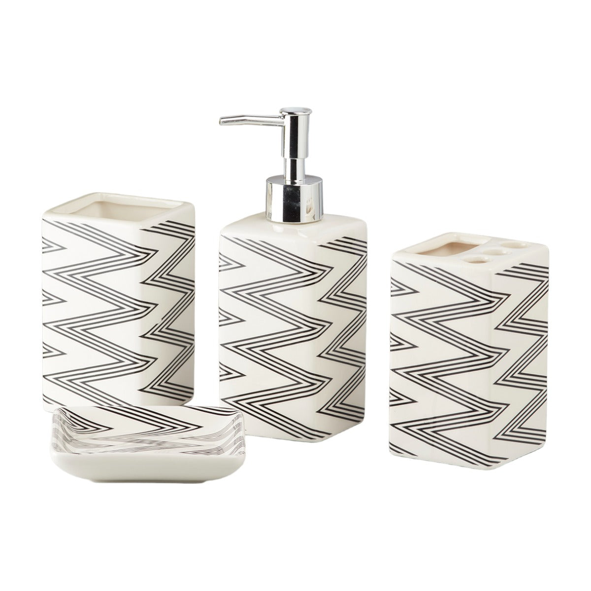Ceramic Bathroom Accessories Set of 4 Bath Set with Soap Dispenser (9845)