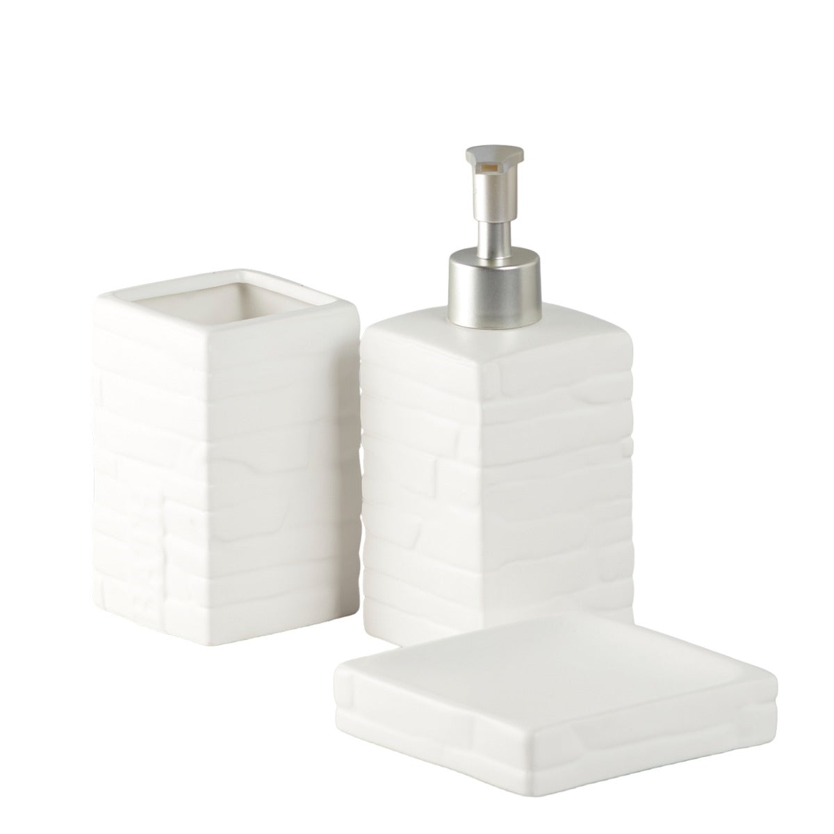 Ceramic Bathroom Accessories Set of 3 Bath Set with Soap Dispenser (9869)