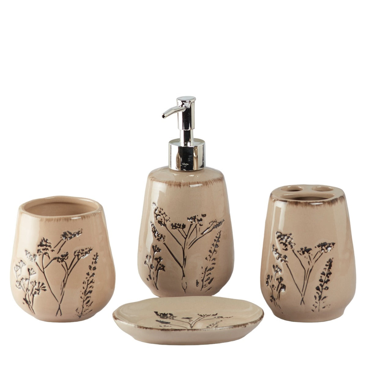 Ceramic Bathroom Accessories Set of 4 Bath Set with Soap Dispenser (9888)