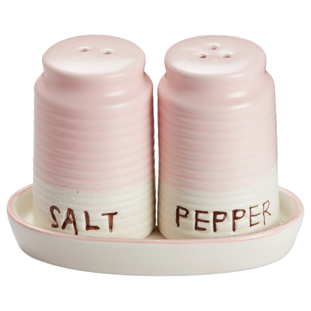 Ceramic Salt Pepper Container Set with tray for Dining Table (9962)