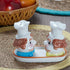 Ceramic Salt Pepper Container Set with tray for Dining Table (9974)