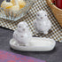 Ceramic Salt Pepper Container Set with tray for Dining Table (9976)