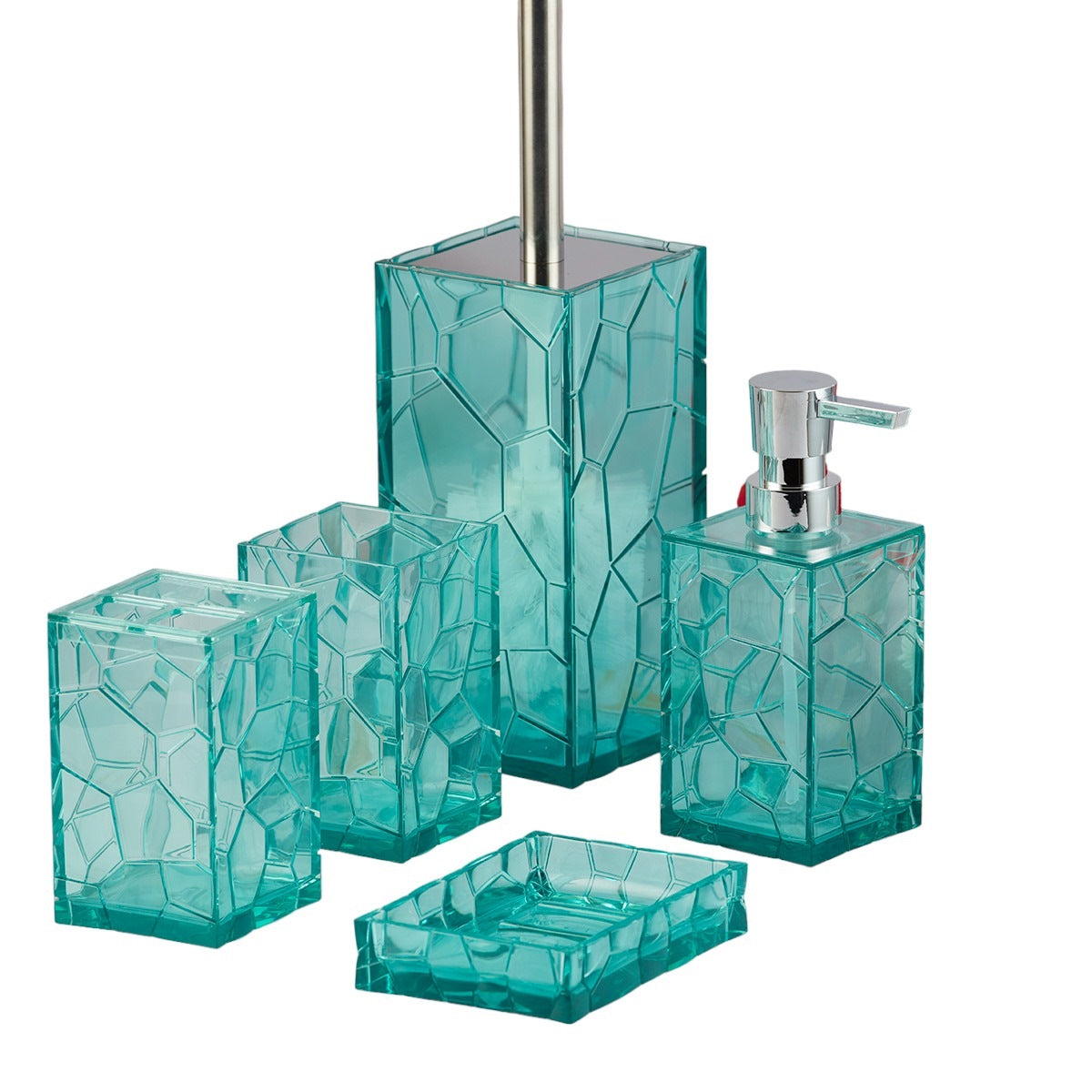 Acrylic Bathroom Accessories Set of 5 Bath Set with Soap Dispenser (10043)