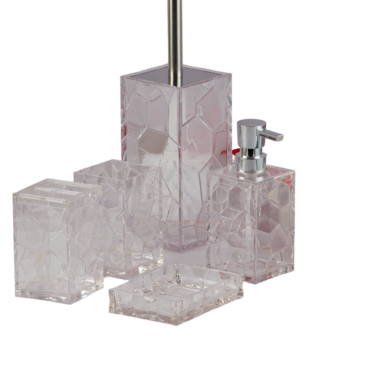 Acrylic Bathroom Accessories Set of 5 Bath Set with Soap Dispenser (10044)