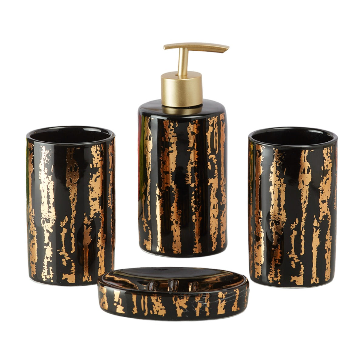 Ceramic Bathroom Accessories Set of 4 Bath Set with Soap Dispenser (10083)