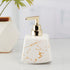 Ceramic Soap Dispenser handwash Pump for Bathroom, Set of 1, White/Gold (10154)