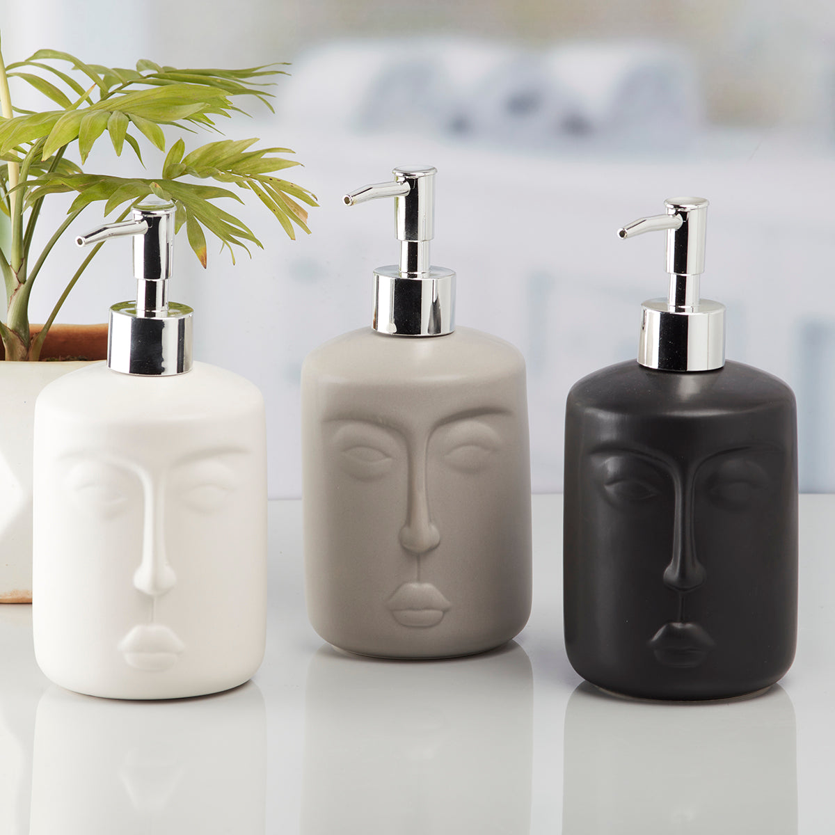 Ceramic Soap Dispenser handwash Pump for Bathroom, Set of 1, Black (10195)