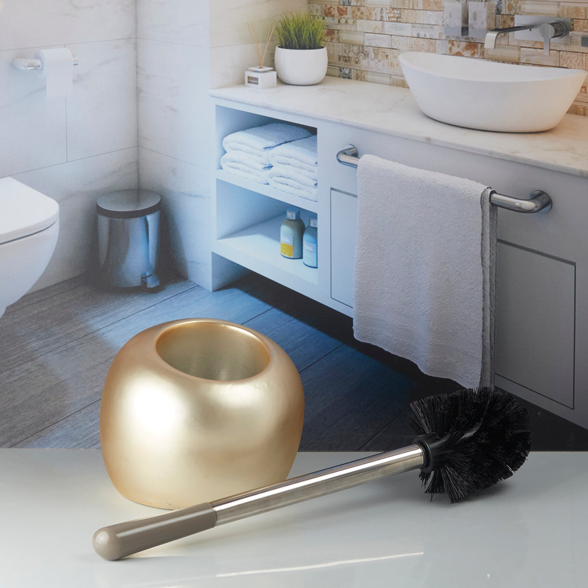 Ceramic Toilet Brush Holder for Bathroom (10220)
