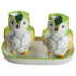Ceramic Salt and Pepper Set with tray, Owl Design, Green (10286)