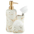 Ceramic Soap Dispenser handwash Pump for Bathroom, Set of 1, White/Gold (10305)