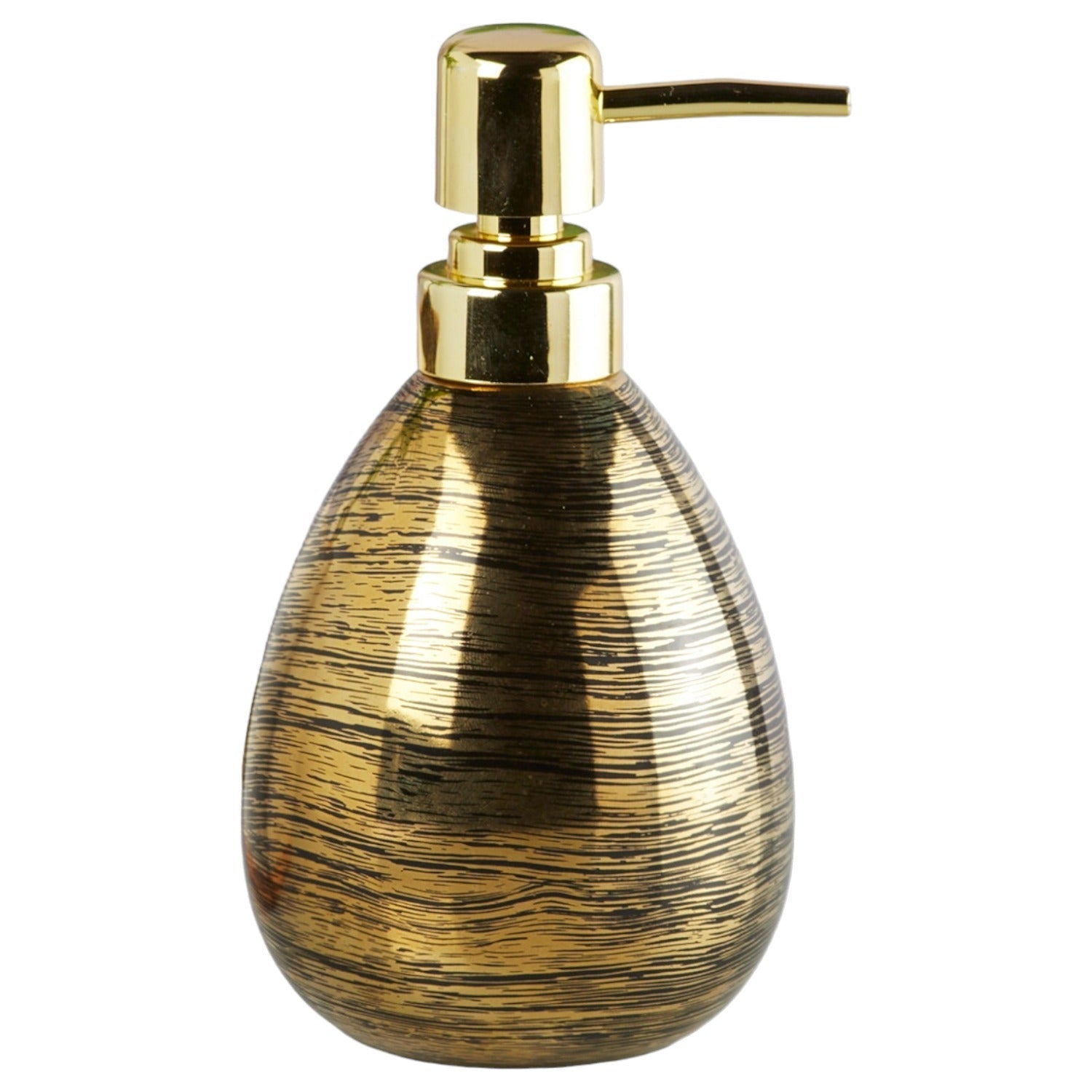 Ceramic Soap Dispenser handwash Pump for Bathroom, Set of 1, Black/Gold (10309)