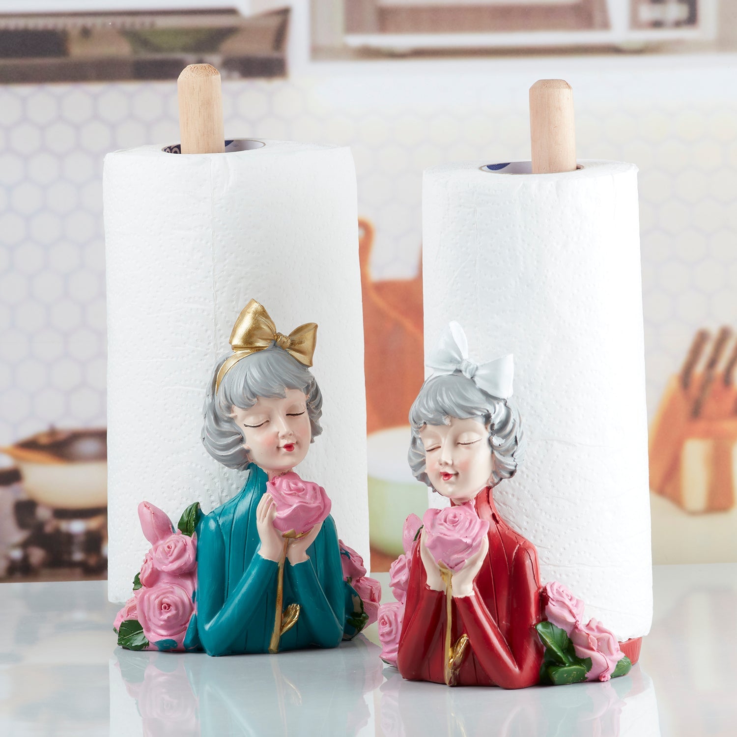 Polyresin Modern Girl Tissue Roll holder, Tissue paper dispenser (10359)