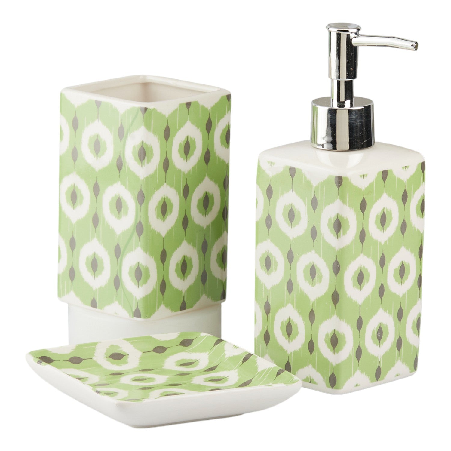 Ceramic Bathroom Set of 3 with Soap Dispenser (10421)