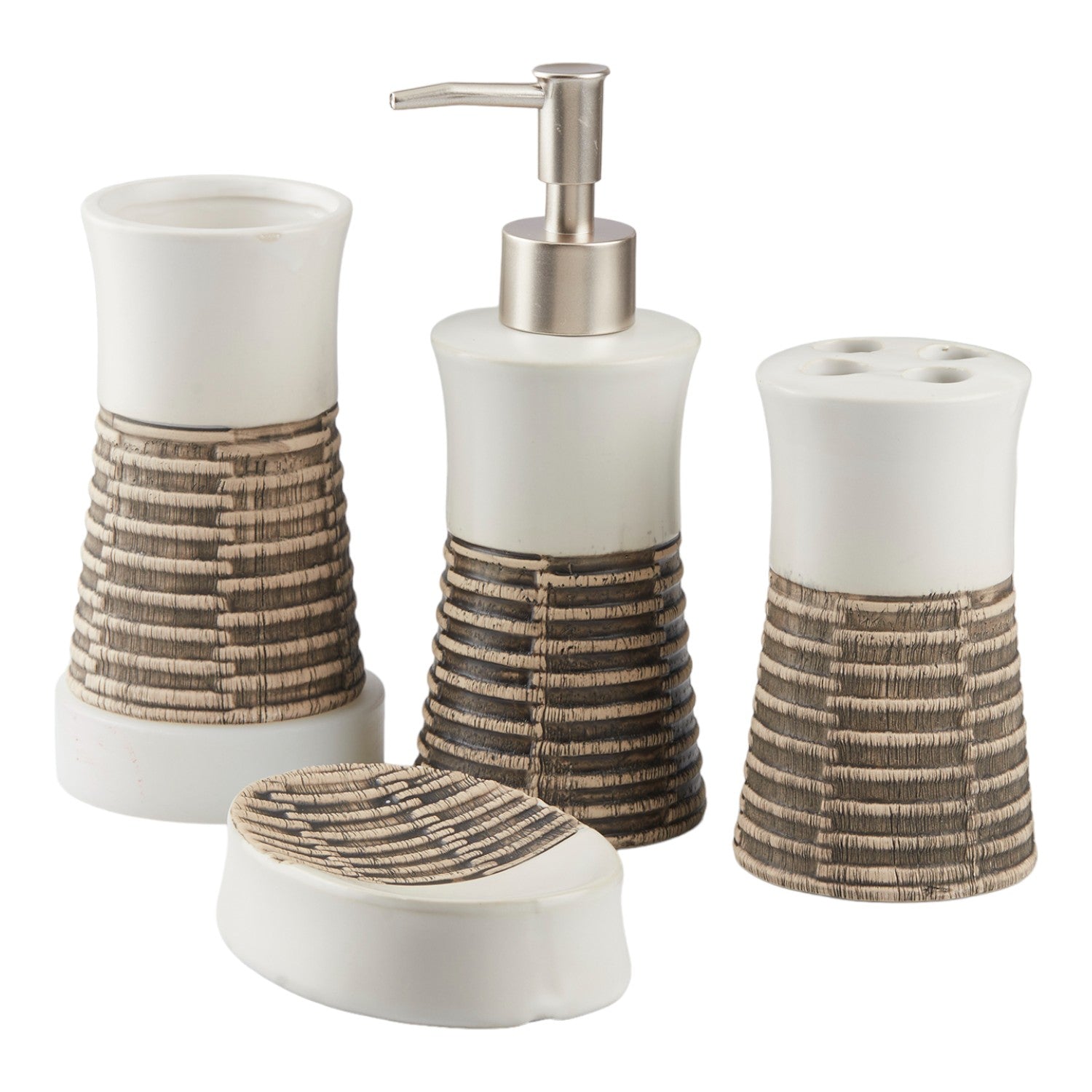 Ceramic Bathroom Set of 4 with Soap Dispenser (10436)