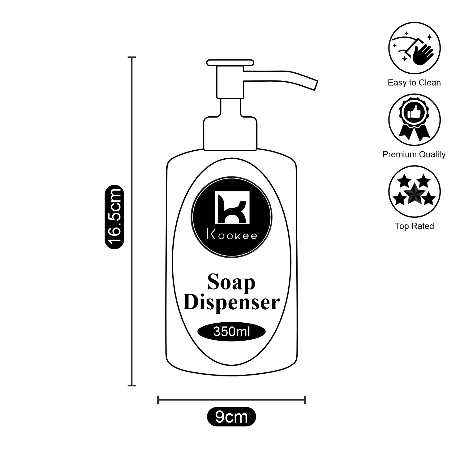 Ceramic Soap Dispenser liquid handwash pump for Bathroom, Set of 1, Black/Gold (10591)