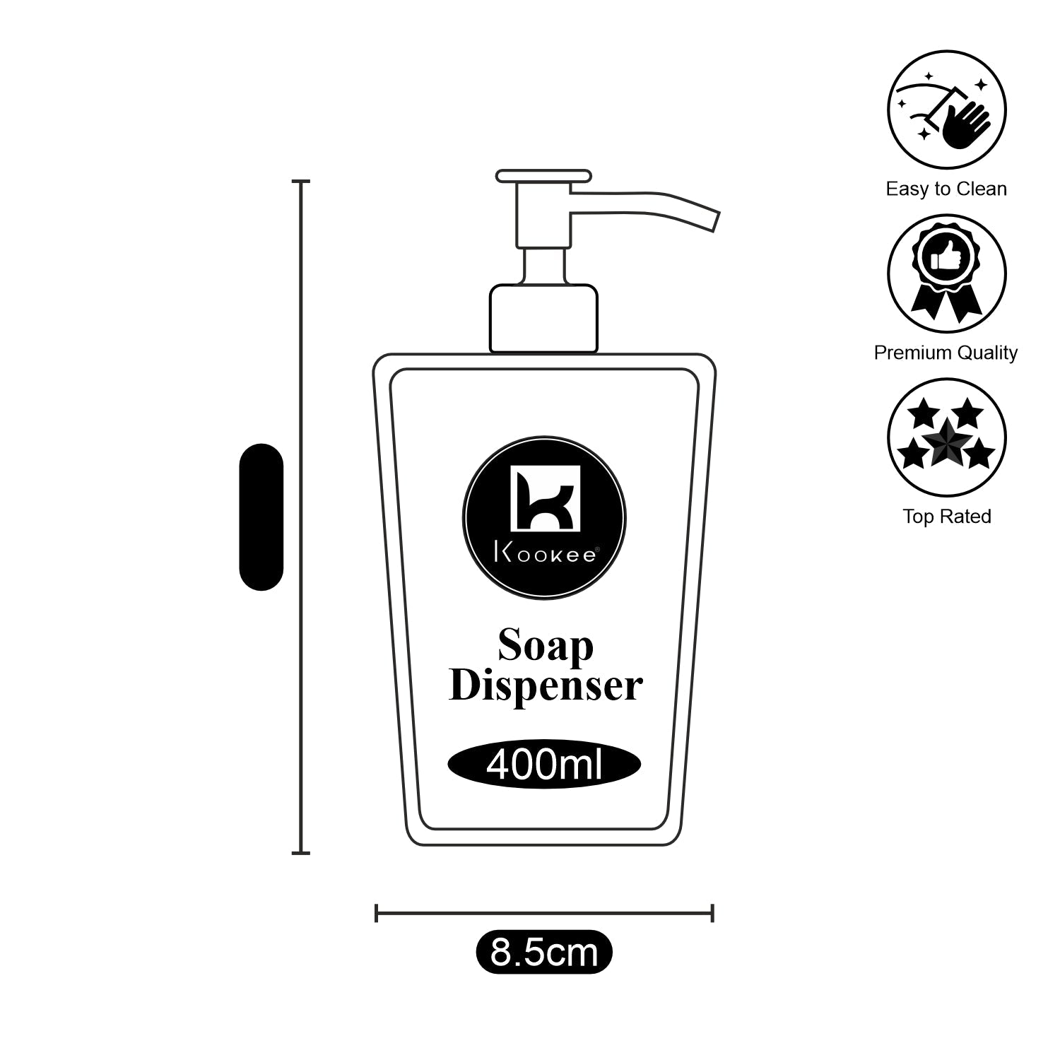 Ceramic Soap Dispenser liquid handwash pump for Bathroom, Set of 1, Black (10598)