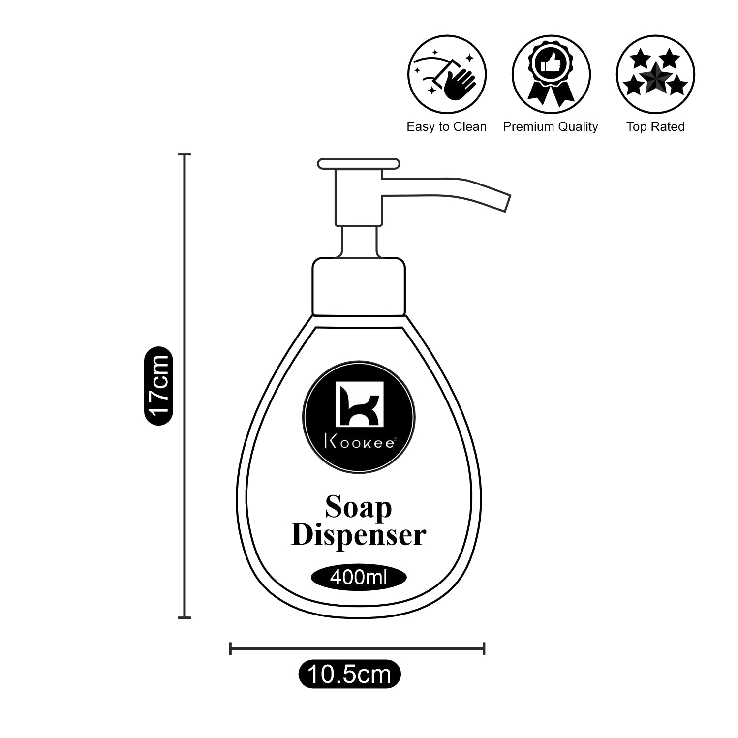 Ceramic Soap Dispenser liquid handwash pump for Bathroom, Set of 1, Black (10608)
