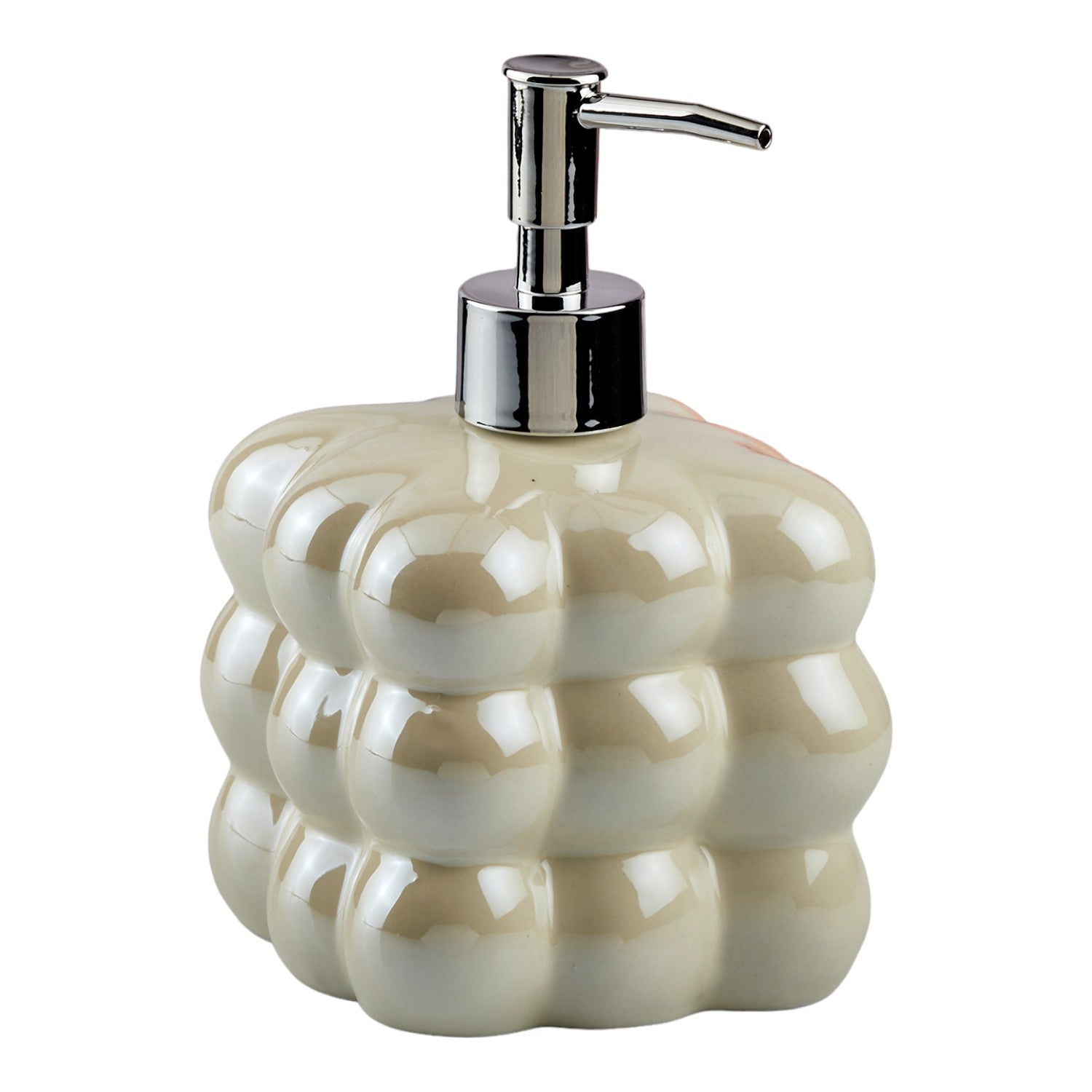 Ceramic Soap Dispenser liquid handwash pump for Bathroom, Set of 1, Beige (10609)
