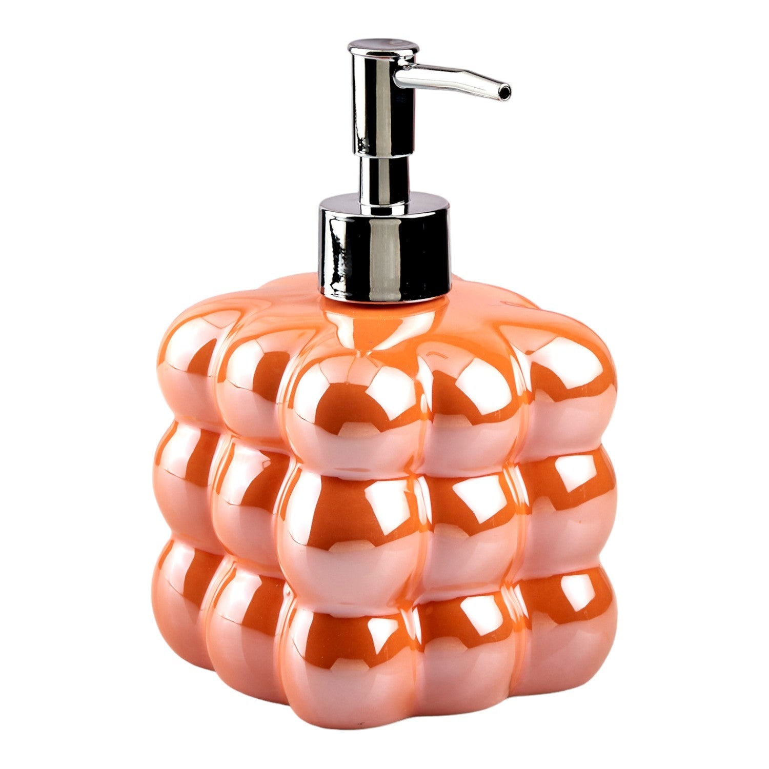 Ceramic Soap Dispenser liquid handwash pump for Bathroom, Set of 1, Orange (10611)