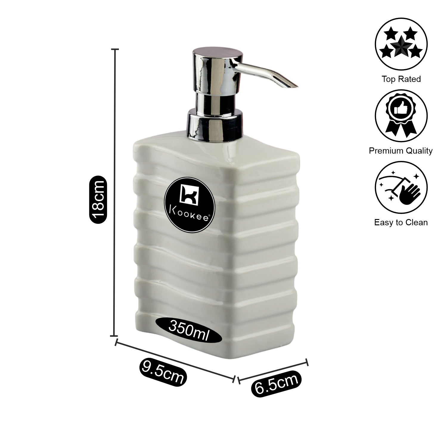 Ceramic Soap Dispenser liquid handwash pump for Bathroom, Set of 1, White (10614)