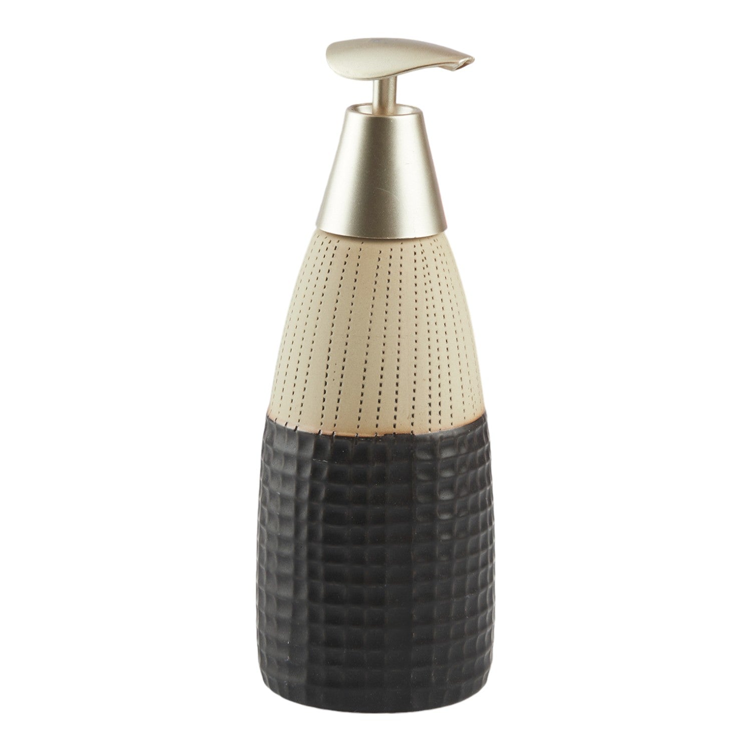 Ceramic Soap Dispenser liquid handwash pump for Bathroom, Set of 1, Black/Beige (10615)