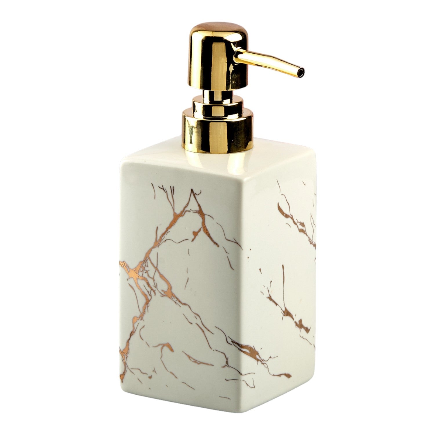 Ceramic Soap Dispenser liquid handwash pump for Bathroom, Set of 1, White (10620)