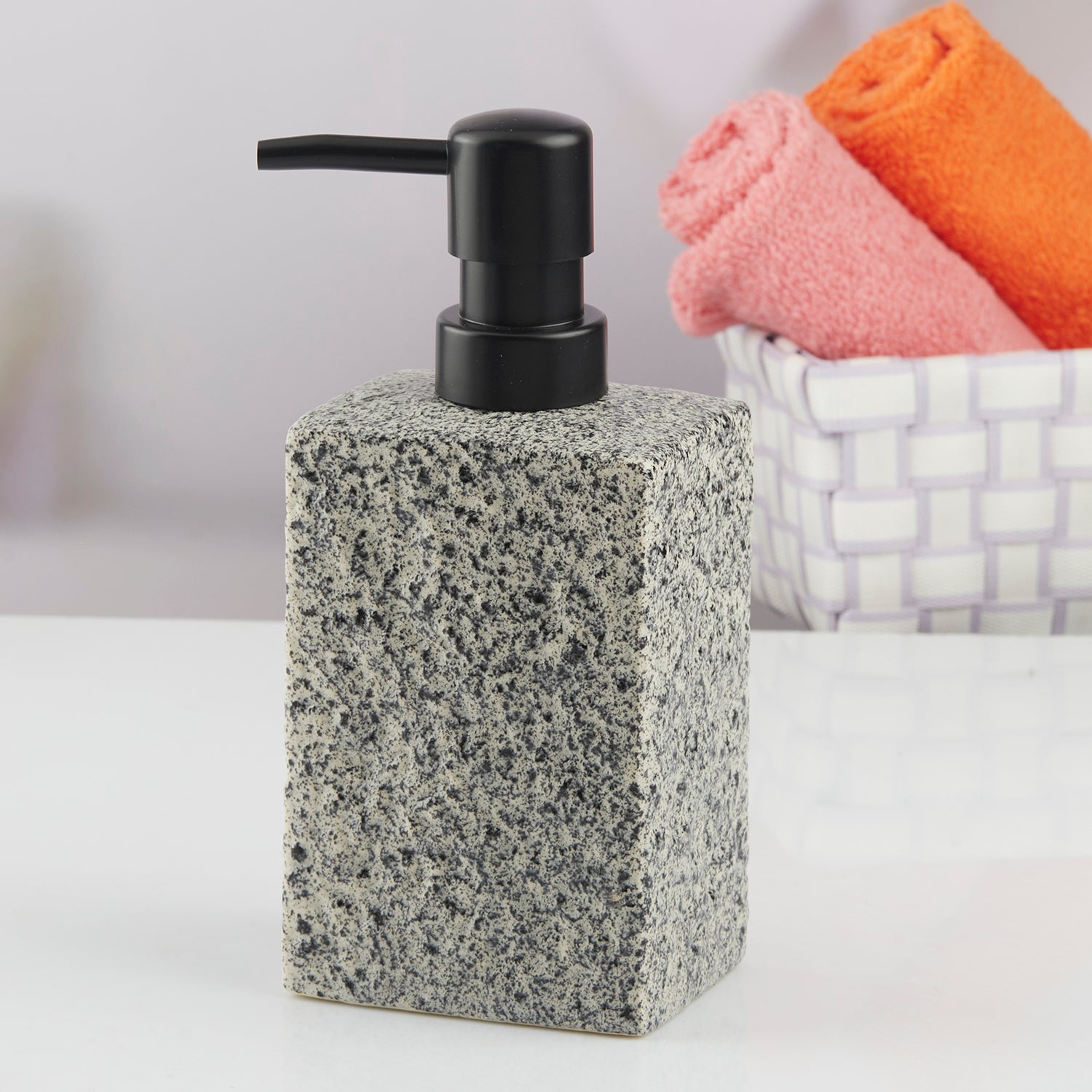 Ceramic Soap Dispenser handwash Pump for Bathroom, Set of 1, Grey (10622)