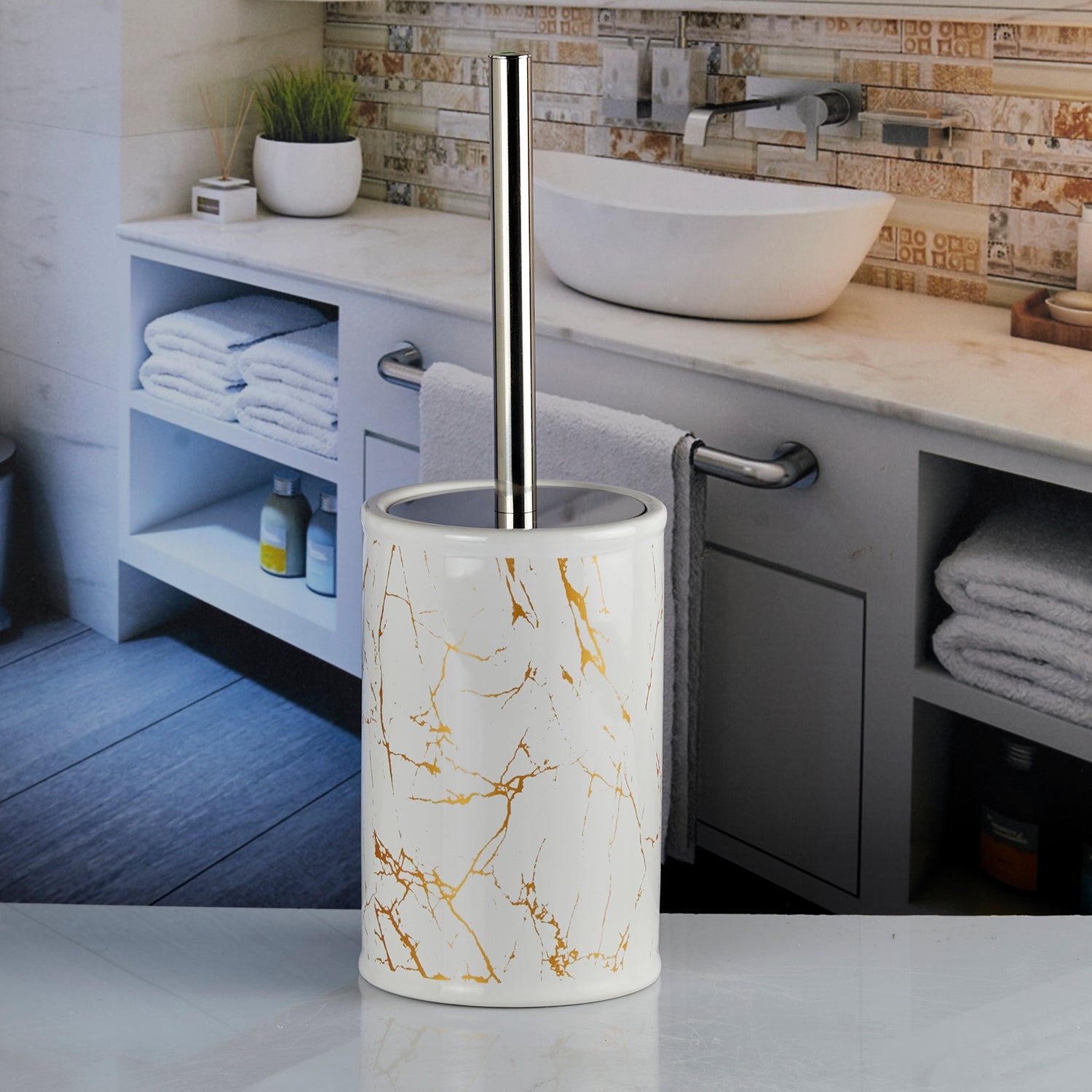 Ceramic Toilet Brush Holder for Bathroom (10670)